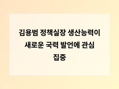김용범 실장 생산능력이 새로운 국력 산업 인프라 개선 필요성 강조